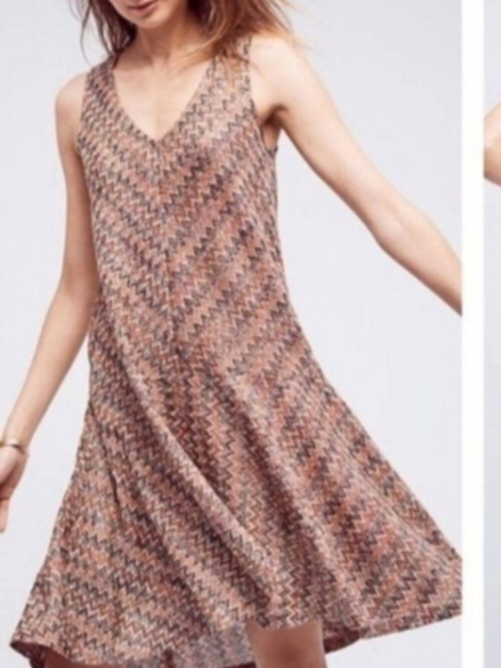Anthropologie Maeve Westwater Chevron Knit Dress in size Petite S Boho Earthy